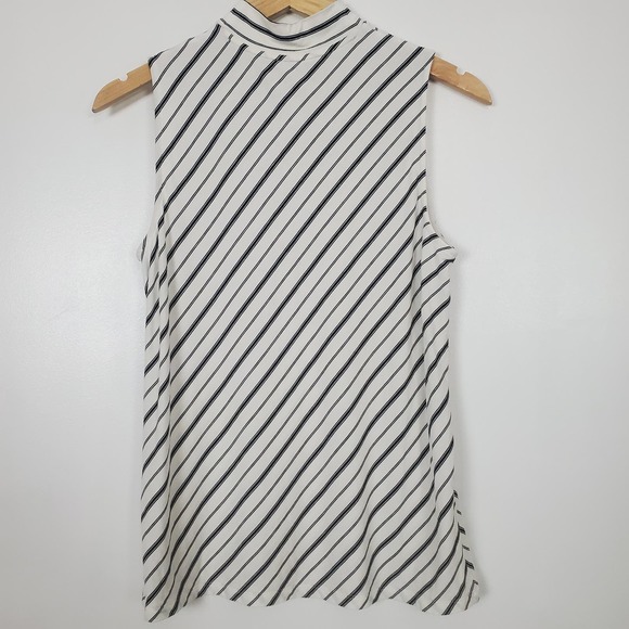 Chico's sleeveless top size 1 medium. mock neck, white stripes - Picture 2 of 5